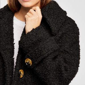 Free people black so soft teddy peacoat